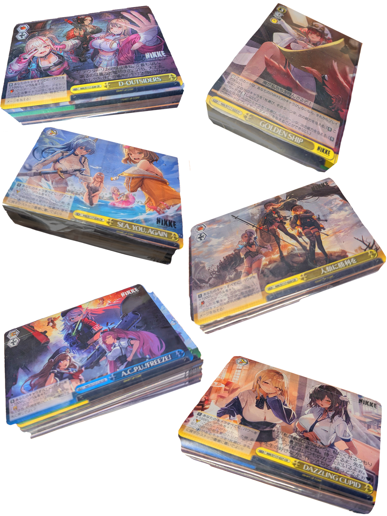 50 RANDOM JAPANESE NIKKE WEISS SCHWARZ TRADING CARDS (CHANCE FOR SR CARD)